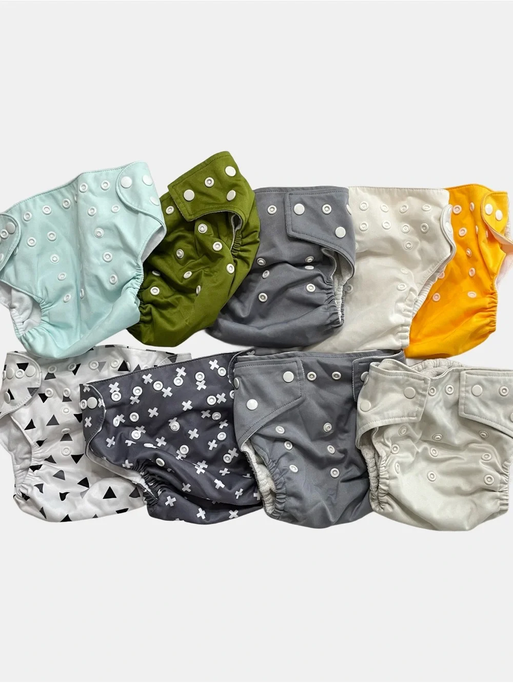 9 Reusable Snap Adjustable Baby Diaper Covers Neutral Color Noras Nursery KaWaii